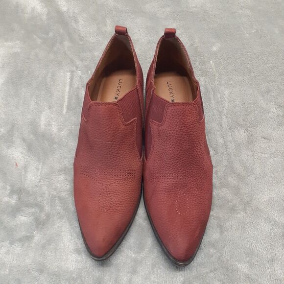 Lucky Brand Joelle Western Leather Ankle Boots Booties Red Cowgirl Size 8.5M - Picture 11 of 12